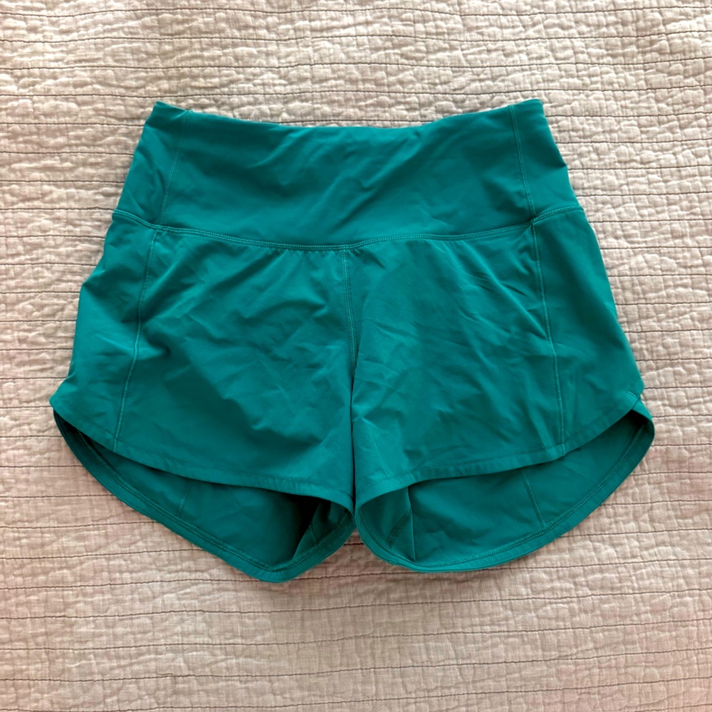 Lululemon Women’s Teal Active Running Shorts - High-Waist size 4 like new